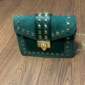 Elegant Green Studded Crossbody Bag